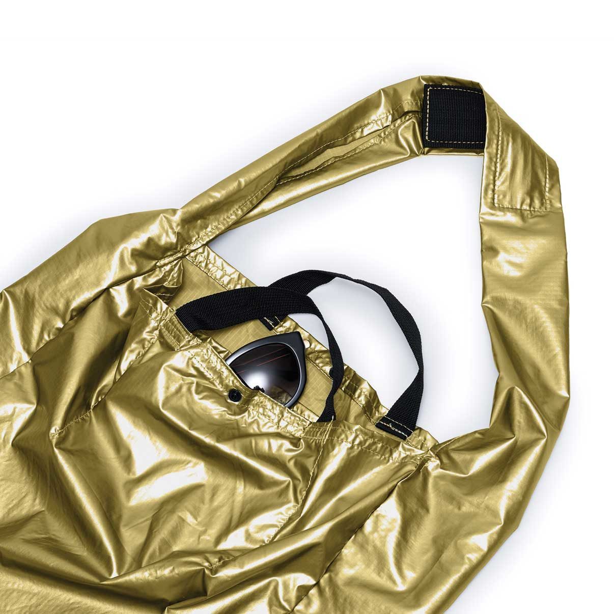 Open Think King reusable tote bag metallic gold